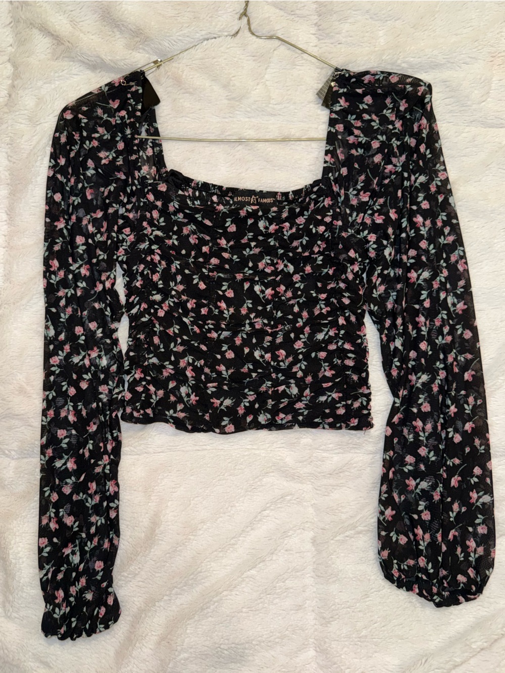 Almost Famous Smocked Crop Top